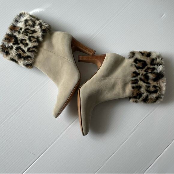 🆕Colin Stuart leopard faux fur suede booties cream size 9 NWOT - Picture 14 of 14